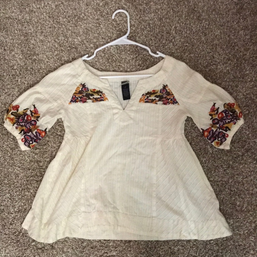 A flowy blouse with pretty embroidery